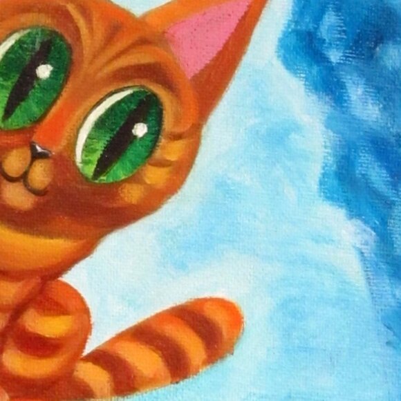 Surfing Browny, Oil on Canvas, 18" x 20", original and prints - Picture 2 of 2